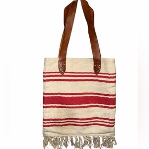 ale by alessandra Women's Saratoga Cotton Rug Bag with Leather Handles